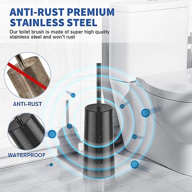 Toilet Brush Holder 2 Pack 304 Stainless Steel Ergonomic Denser Larger Brush Head Easy Assemble