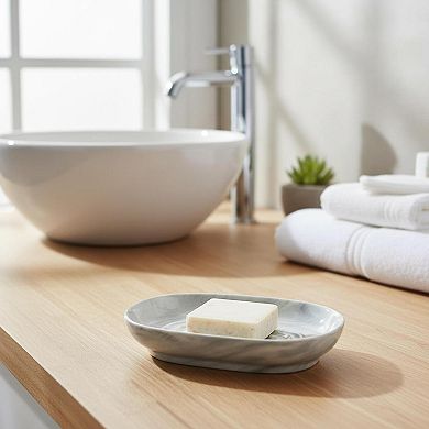Marble Pattern Ceramic Soap Dish Elegant Bar Holder for Bathroom Kitchen