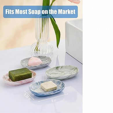 Marble Pattern Ceramic Soap Dish Elegant Bar Holder for Bathroom Kitchen