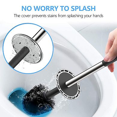 Toilet Brush Compact w Holder Stainless Steel Handle Durable Bristles  Efficient Drip-Free