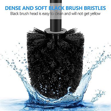 Toilet Brush Compact w Holder Stainless Steel Handle Durable Bristles  Efficient Drip-Free