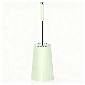 Toilet Brush Compact w Holder Stainless Steel Handle Durable Bristles Efficient Drip-Free