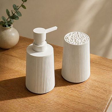 Bathroom Accessories Set 2 Piece Soap Dispenser Toothbrush Holder Countertop ABS Plastic