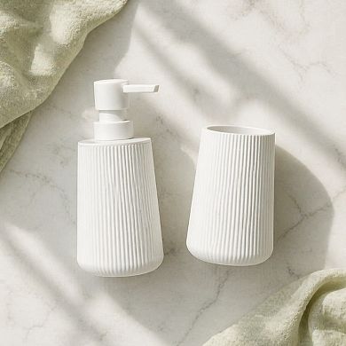 Bathroom Accessories Set 2 Piece Soap Dispenser Toothbrush Holder Countertop ABS Plastic
