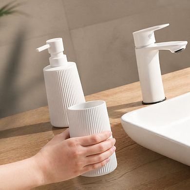 Bathroom Accessories Set 2 Piece Soap Dispenser Toothbrush Holder Countertop ABS Plastic