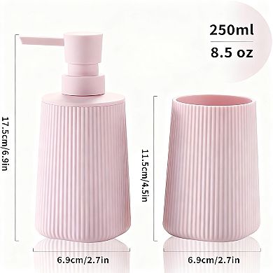 Bathroom Accessories Set 2 Piece Soap Dispenser Toothbrush Holder Countertop ABS Plastic