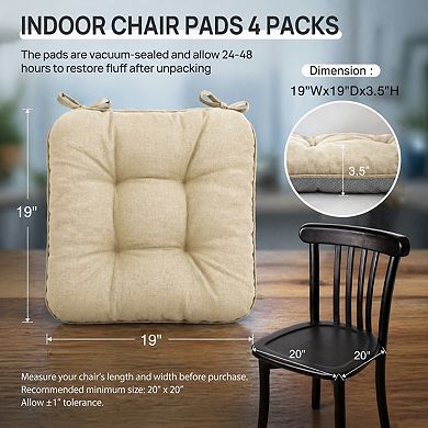 Memory Foam Chair Cushions Indoor Outdoor Seat Pads Non Slip Support Comfort 4PC