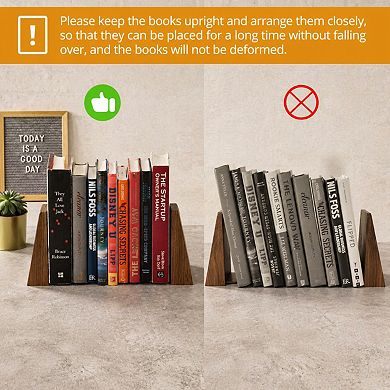 Walnut Wood Bookends Heavy Duty Handmade Decorative Book Holders for Shelves