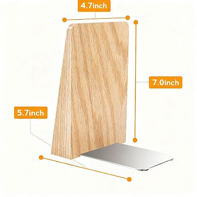 Walnut Wood Bookends Heavy Duty Handmade Decorative Book Holders for Shelves