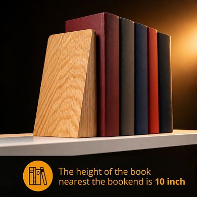 Walnut Wood Bookends Heavy Duty Handmade Decorative Book Holders for Shelves