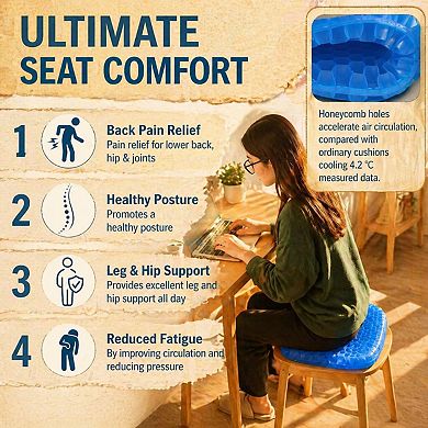 Gel Seat Cushion Medical Grade Pressure Relieving Double Thick Breathable Anti Slip Durable