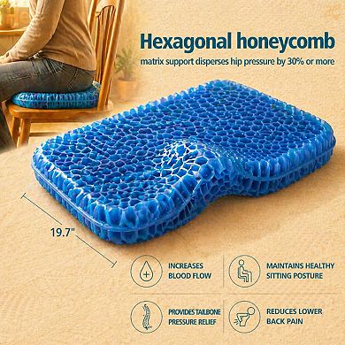 Gel Seat Cushion Medical Grade Pressure Relieving Double Thick Breathable Anti Slip Durable