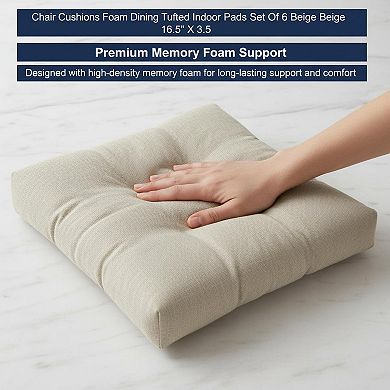 Memory Foam Dining Chair Cushions Non Slip Ties Height Adjustable Washable