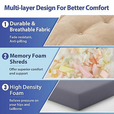 Memory Foam Dining Chair Cushions Non Slip Ties Height Adjustable Washable