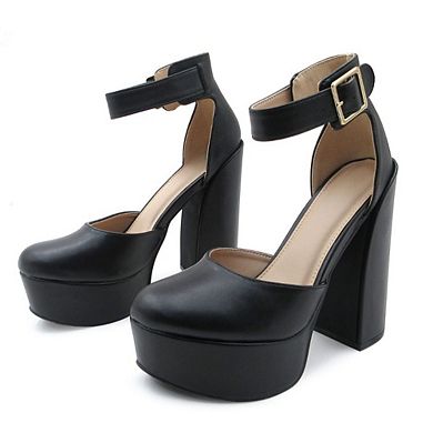 DREAMER-3 Platform Ankle Strap Block Heel Pumps