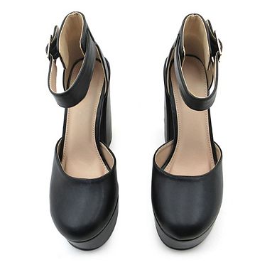 DREAMER-3 Platform Ankle Strap Block Heel Pumps