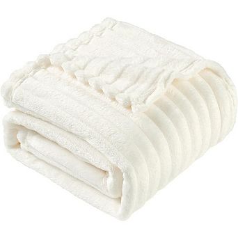 Flannel Fleece Throw Blanket Soft Plush Lightweight Cozy White 50x60