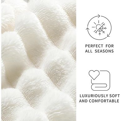 Flannel Fleece Throw Blanket Soft Plush Lightweight Cozy White 50x60