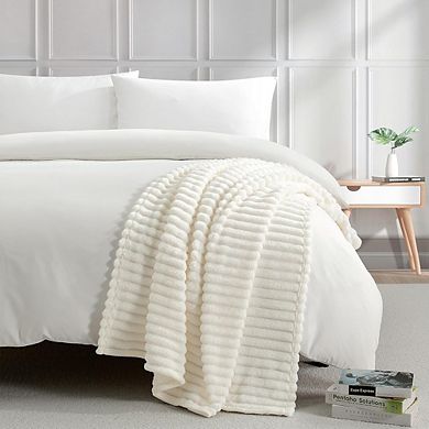 Flannel Fleece Throw Blanket Soft Plush Lightweight Cozy White 50x60