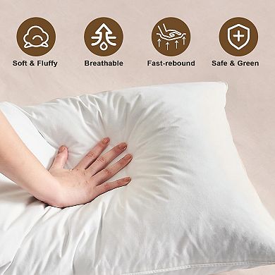Inhand Goose Down Feather Pillow (Set of 2), Medium Firm Soft Support Pillow with 100% Cotton Fabric