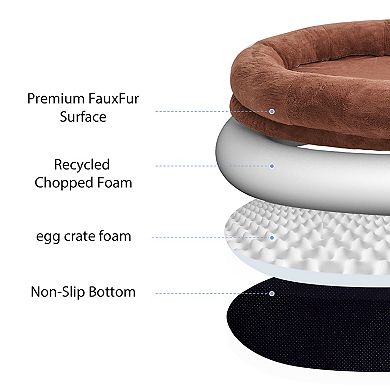 Human Dog Shared Bed - Large Plush Pet Bed with Washable Cover & Orthopedic Foam