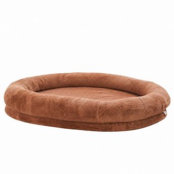 Human Dog Shared Bed - Large Plush Pet Bed with Washable Cover & Orthopedic Foam