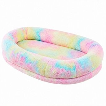 Human Dog Shared Bed - Large Plush Pet Bed with Washable Cover & Orthopedic Foam