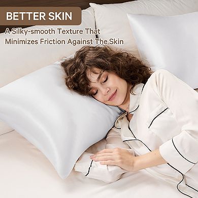 Inhand Goose Down Feather Pillows with Silk Pillowcases, Hotel Soft Bed Pillow for Side Back Sleeper