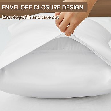 Inhand Goose Down Feather Pillows with Silk Pillowcases, Hotel Soft Bed Pillow for Side Back Sleeper