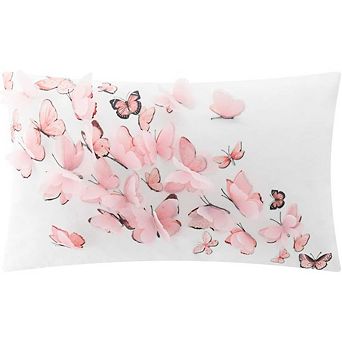 3D Butterfly Throw Pillow Cover, Soft Plush Fabric, Hidden Zipper