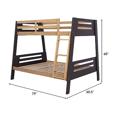 Contemporary Twin Over Twin Bunk Bed with Attached Angled Ladder