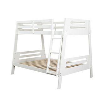 Contemporary Twin Over Twin Bunk Bed with Attached Angled Ladder