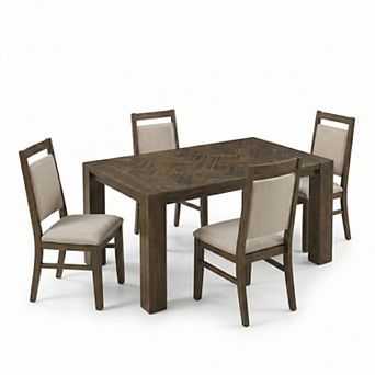 Transitional Dark Walnut Dining Table Set