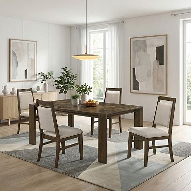 Transitional Dark Walnut Dining Table Set