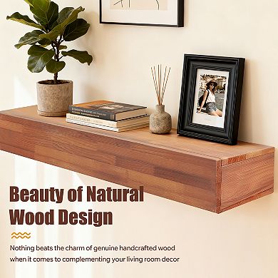 48" Rustic Wood Fireplace Mantel, Wall-Mounted Floating Shelf for Home Decor