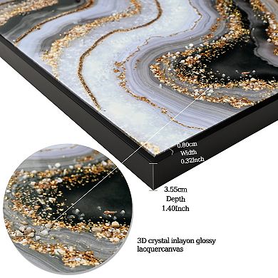 20"x 40" Modern Minimalist Black Marble Texture Painting Pictures Wall Art