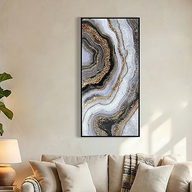 20"x 40" Modern Minimalist Black Marble Texture Painting Pictures Wall Art