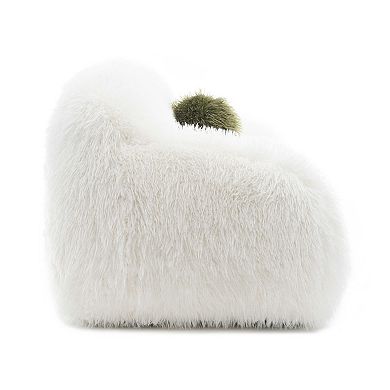 Modern Faux Fur 360°Swivel Loveseat with Ball Pillows