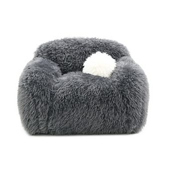 Contemporary Faux Fur 360° Swivel Accent Chair with Ball Pillows