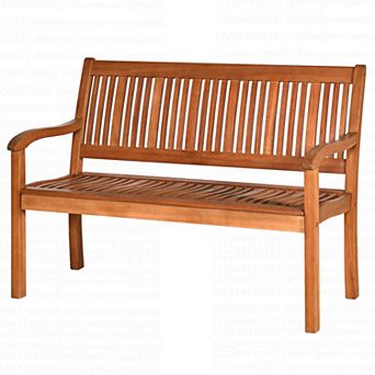 Costway 50'' Two Person Outdoor Garden Bench Loveseat Porch Chair Solid Wood W/Armrest