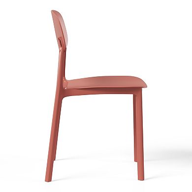 Modern Stackable Polypropylene Plastic Patio Dining Chair (Set of 2)