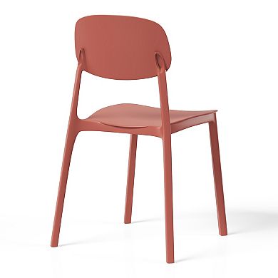 Modern Stackable Polypropylene Plastic Patio Dining Chair (Set of 2)