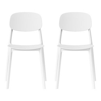 Modern Stackable Polypropylene Plastic Patio Dining Chair (Set of 2)