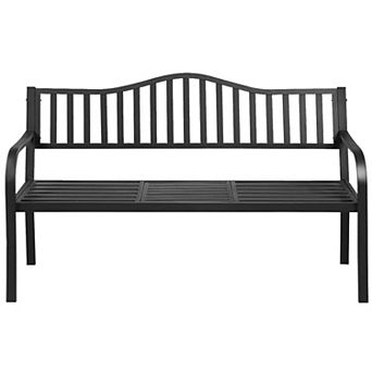 Costway Patio Garden Bench Steel Frame Adjustable Center Table Outdoor Porch Loveseats