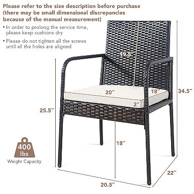 Costway 4PCS Patio Wicker Rattan Dining Chairs Cushioned Seats Armrest Garden