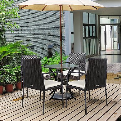 Costway 4PCS Patio Wicker Rattan Dining Chairs Cushioned Seats Armrest Garden