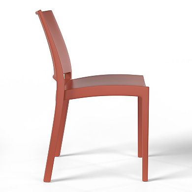 Modern Polypropylene Stackable Plastic Patio Dining Chair (Set of 2)