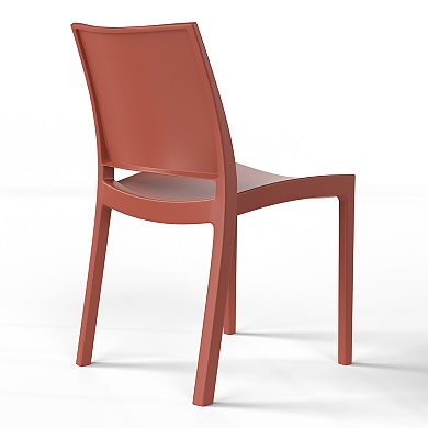Modern Polypropylene Stackable Plastic Patio Dining Chair (Set of 2)