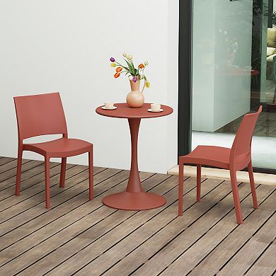 Modern Polypropylene Stackable Plastic Patio Dining Chair (Set of 2)
