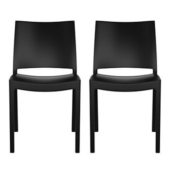 Modern Polypropylene Stackable Plastic Patio Dining Chair (Set of 2)